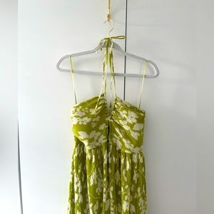 abercrombie & fitch green halter midi dress